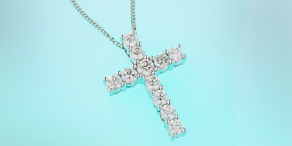 Diamond cross necklace jewellery photograph